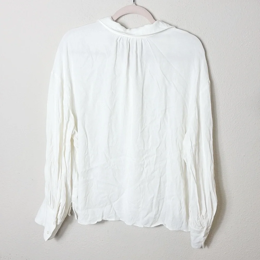 J. Crew 100% Viscose White Button Down Shirt size Large
